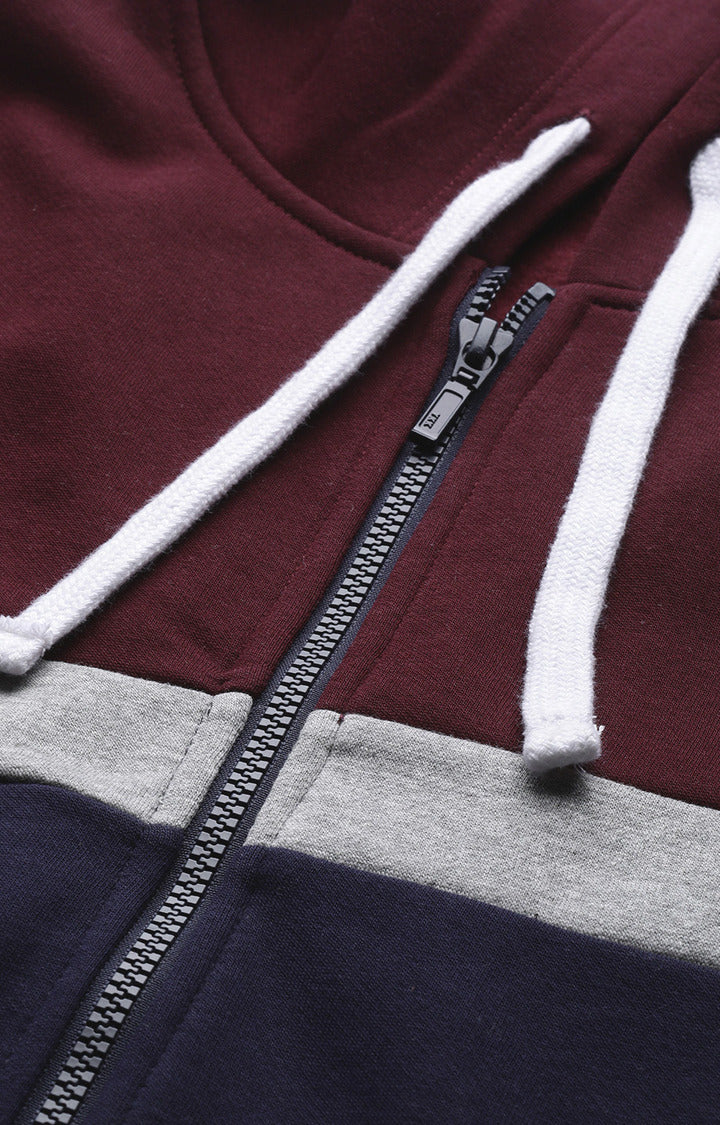 Maroon Cotton Solid Hooded Sweatshirts- UnderJeans by Spykar