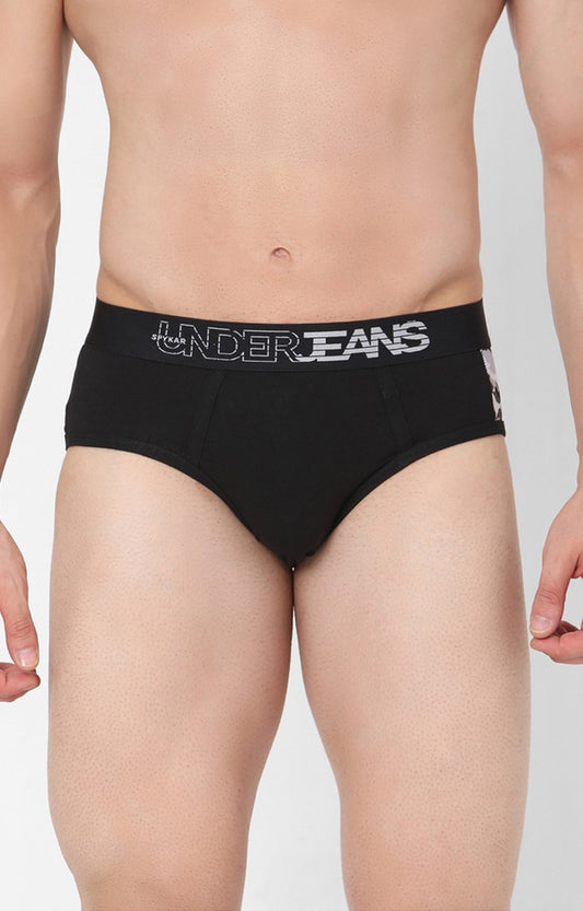 Underjeans By Spykar Black Solid Briefs For Men