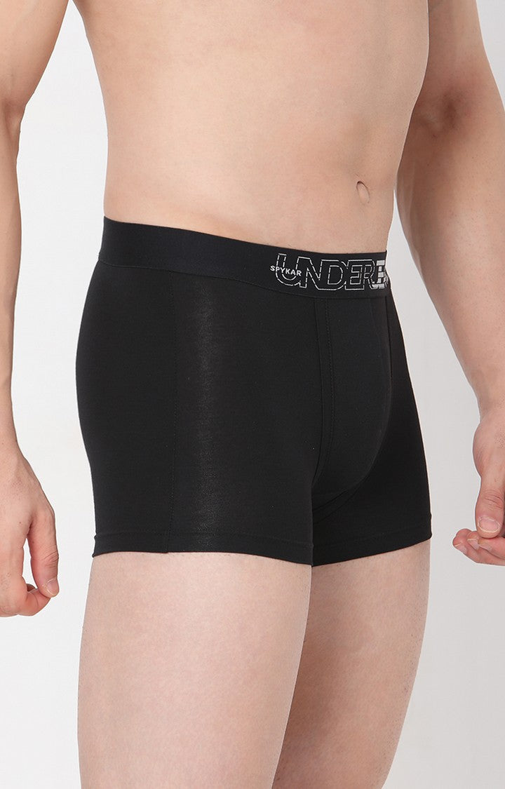 Men Premium Black Cotton Blend Trunk- UnderJeans by Spykar