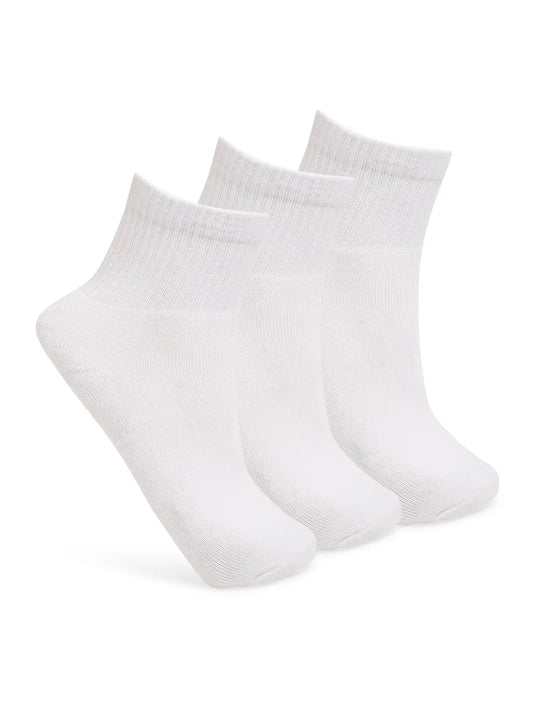 Men Premium White Cotton Socks - Pack Of 3- UnderJeans by Spykar