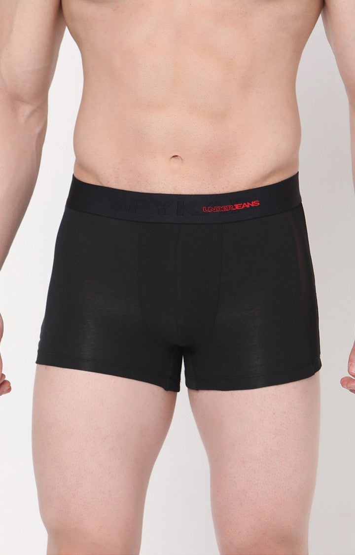 Black Cotton Trunk for Men Premium- UnderJeans by Spykar