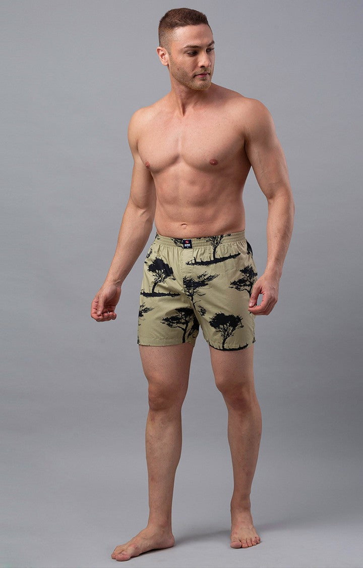 Beige Cotton Boxers for Men Premium - (Pack of 2)- UnderJeans by Spykar