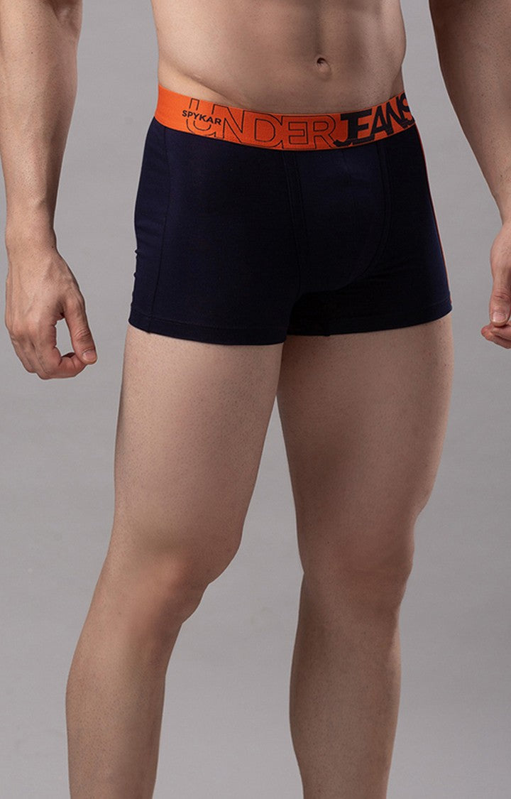Navy Blue Cotton Trunk for Men Premium- UnderJeans by Spykar