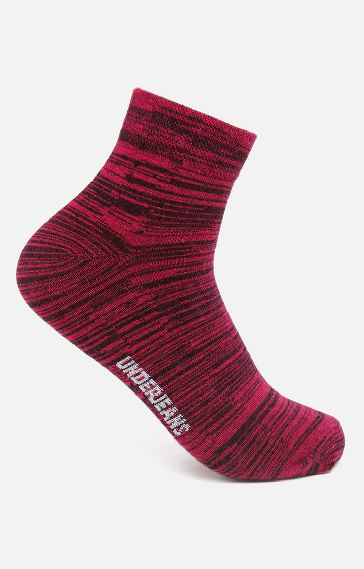 Men Premium Dark Pink Ankle Length (Non Terry) Single Pair of Socks- UnderJeans by Spykar
