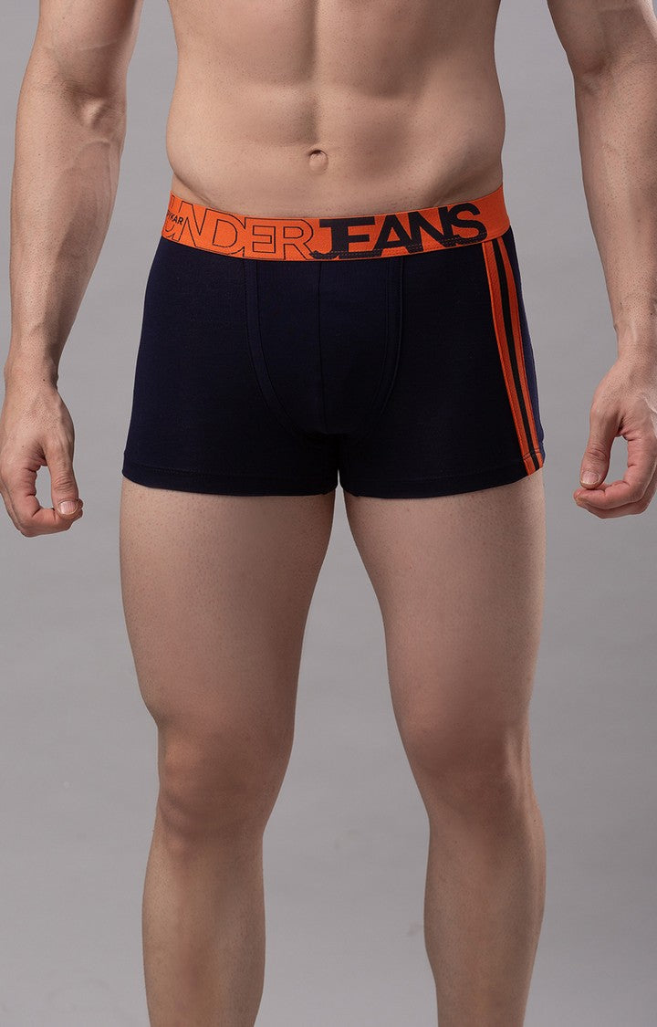 Men Premium Cotton Blend Navy-Orange Trunk - (Pack of 2)- UnderJeans by Spykar