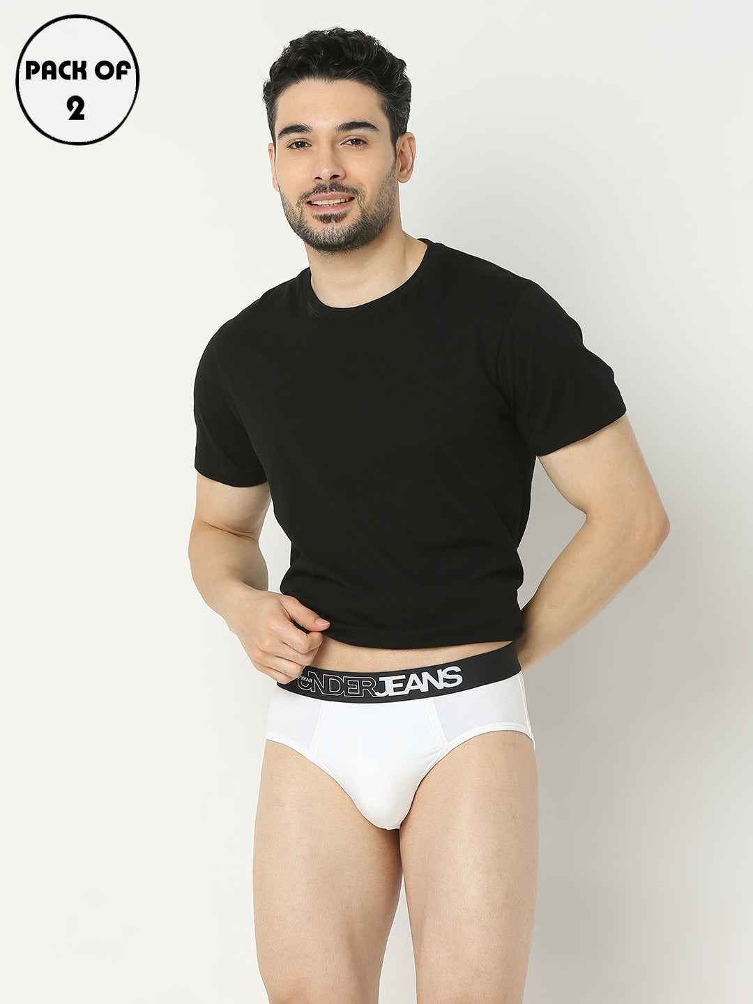 Underjeans by Spykar Men Premium White Brief Pack of 2