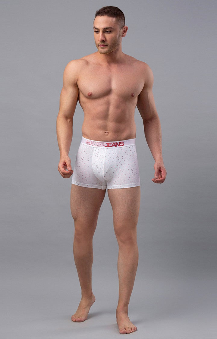 White Cotton Blend Trunk for Men Premium- UnderJeans by Spykar