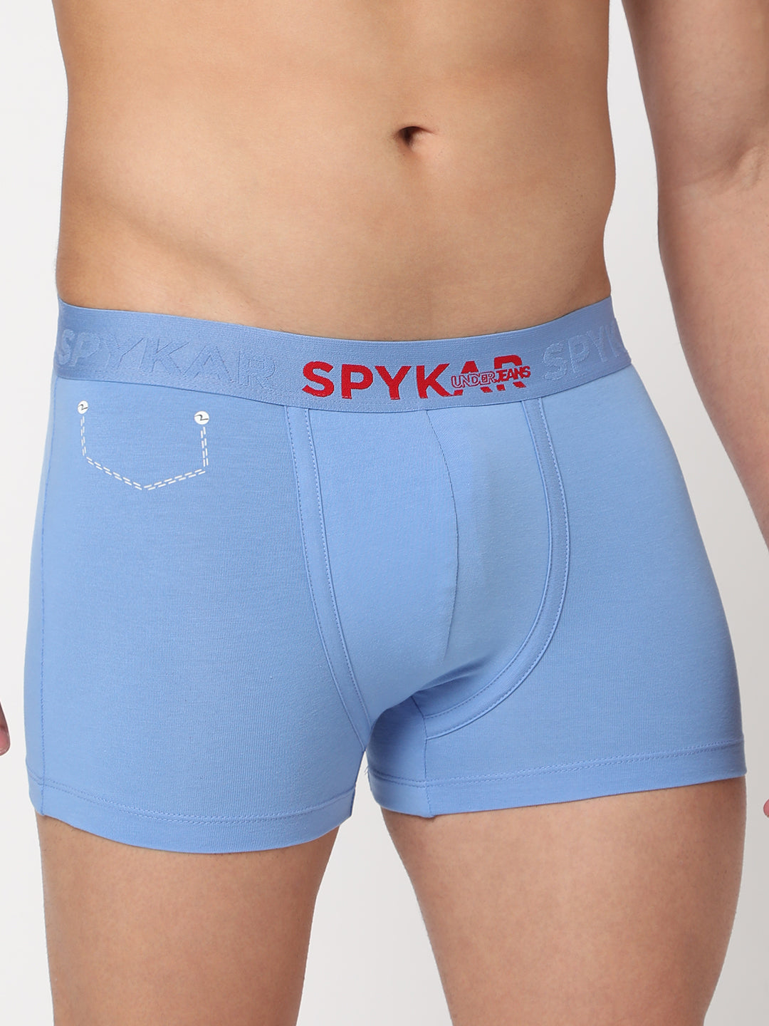 Men Premium Bright Blue Cotton Blend Trunk- UnderJeans by Spykar