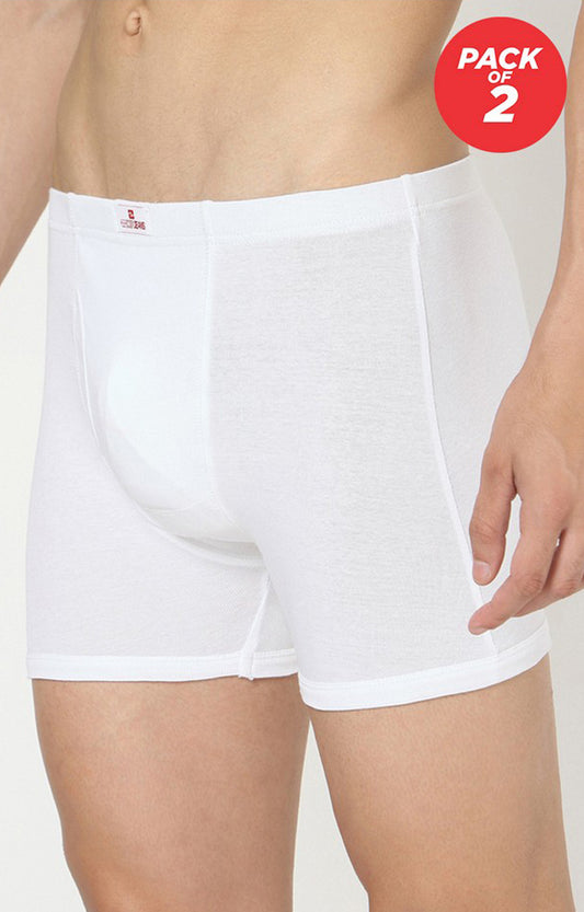 White Cotton Trunk for Men Premium (Pack of 2)- UnderJeans by Spykar