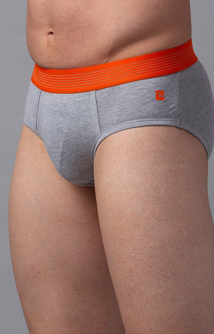 Grey Cotton Brief for Men Premium - (Pack of 2)- UnderJeans by Spykar