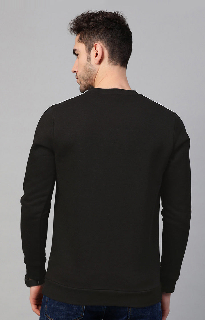 Black Cotton Solid Round Neck Sweatshirts- UnderJeans by Spykar