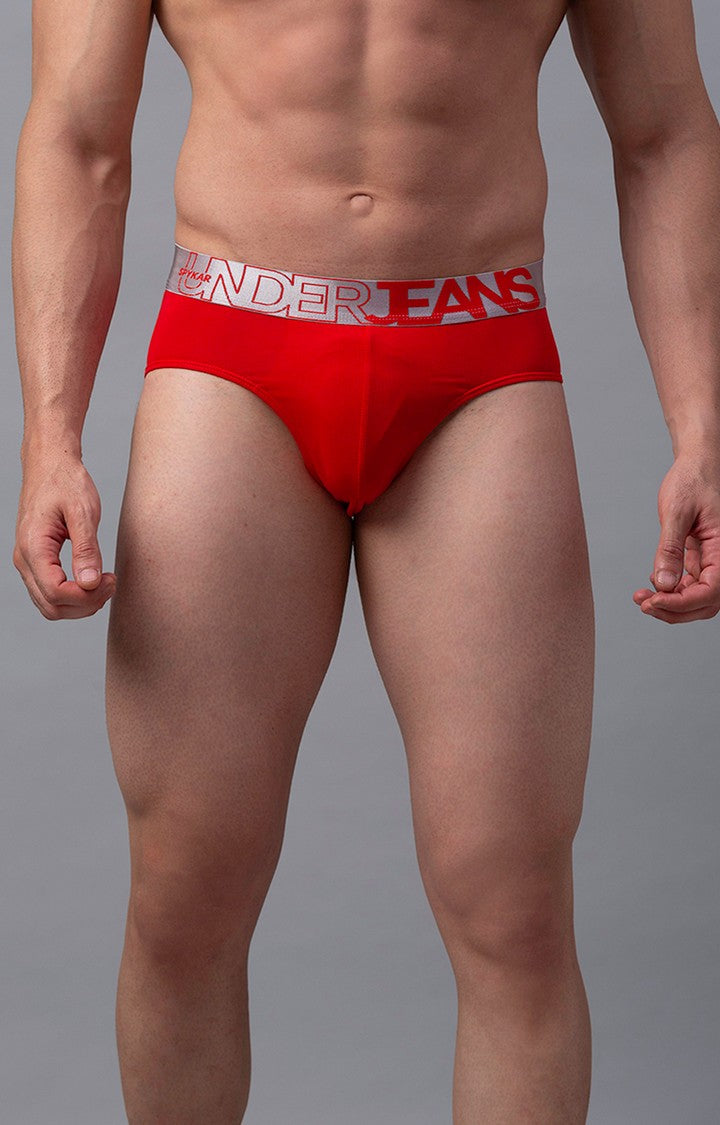 Buy Underjeans by Spykar Men Premium Cotton Blend Red Brief Online