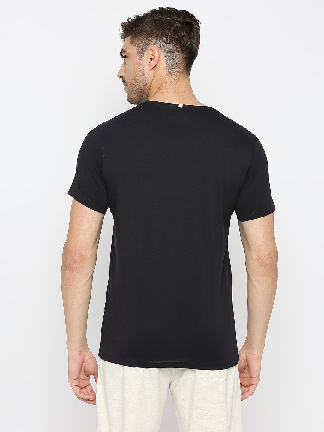 Men Premium Navy Cotton Round Neck Plain Tshirt- UnderJeans by Spykar