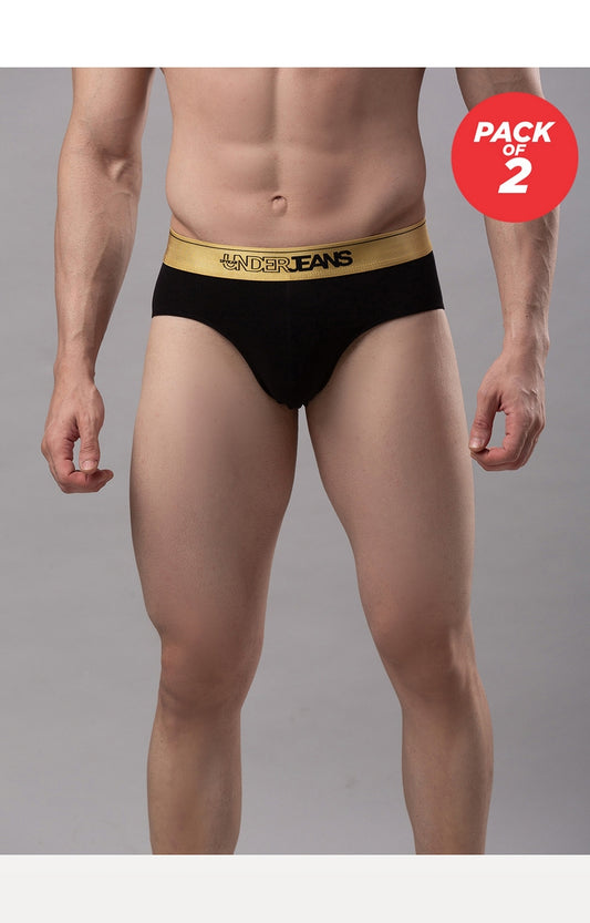 Men Premium Cotton Blend Brief Pack of 2- UnderJeans by Spykar
