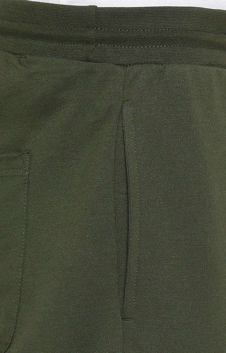 Men Premium Cotton Blend Olive Trackpant - UnderJeans by Spykar