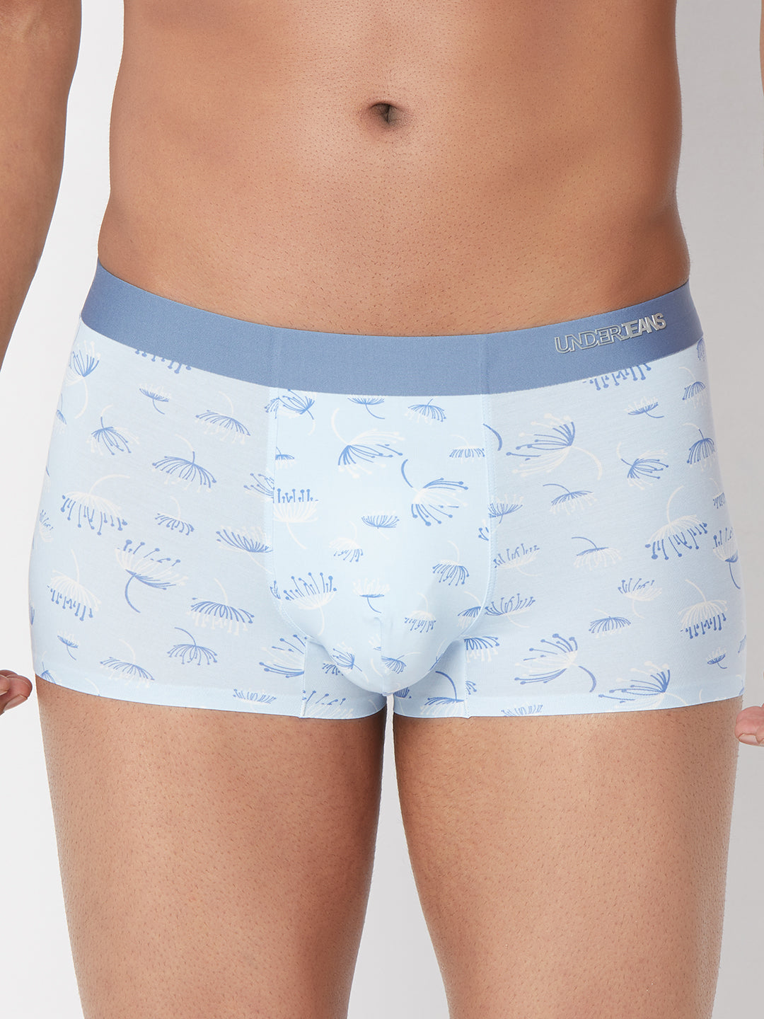 Men SkyBlue Printed Super Premium Bonded Elastic Trunk - UnderJeans by Spykar