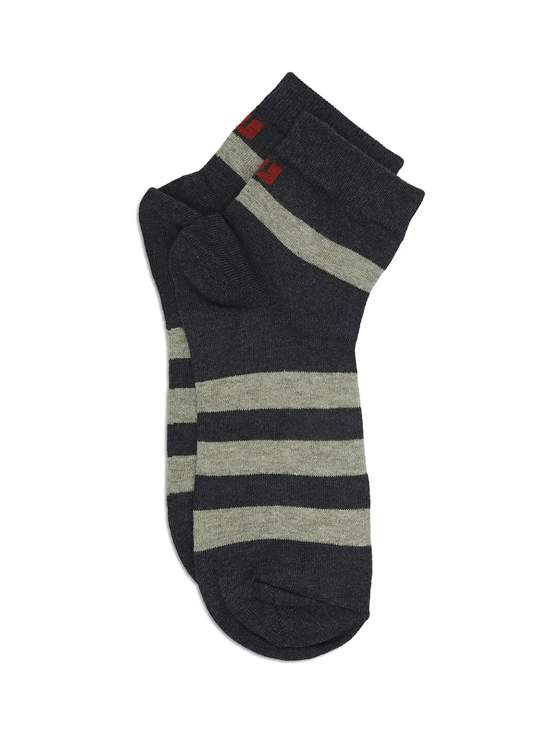 Men Premium Olive & Navy Melange Ankle Length Socks - Pack Of 2- Underjeans by Spykar