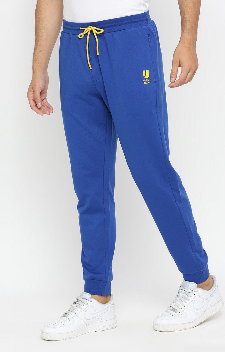 Men Premium Cotton Blend Royalblue Trackpant - UnderJeans by Spykar