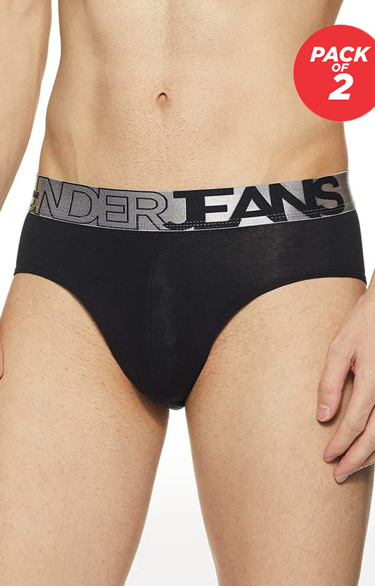 Underjeans by Spykar Men Premium Cotton Blend Black Brief