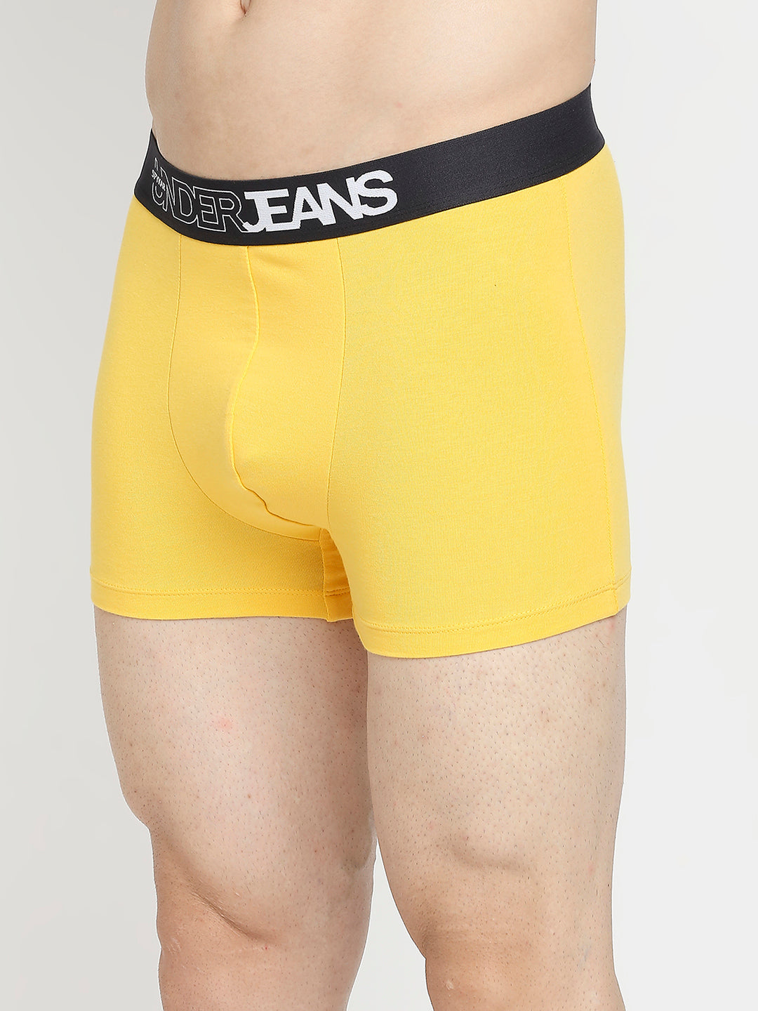 Men Premium Yellow & Dark Grey Cotton Blend Trunk - Pack Of 2- UnderJeans by Spykar