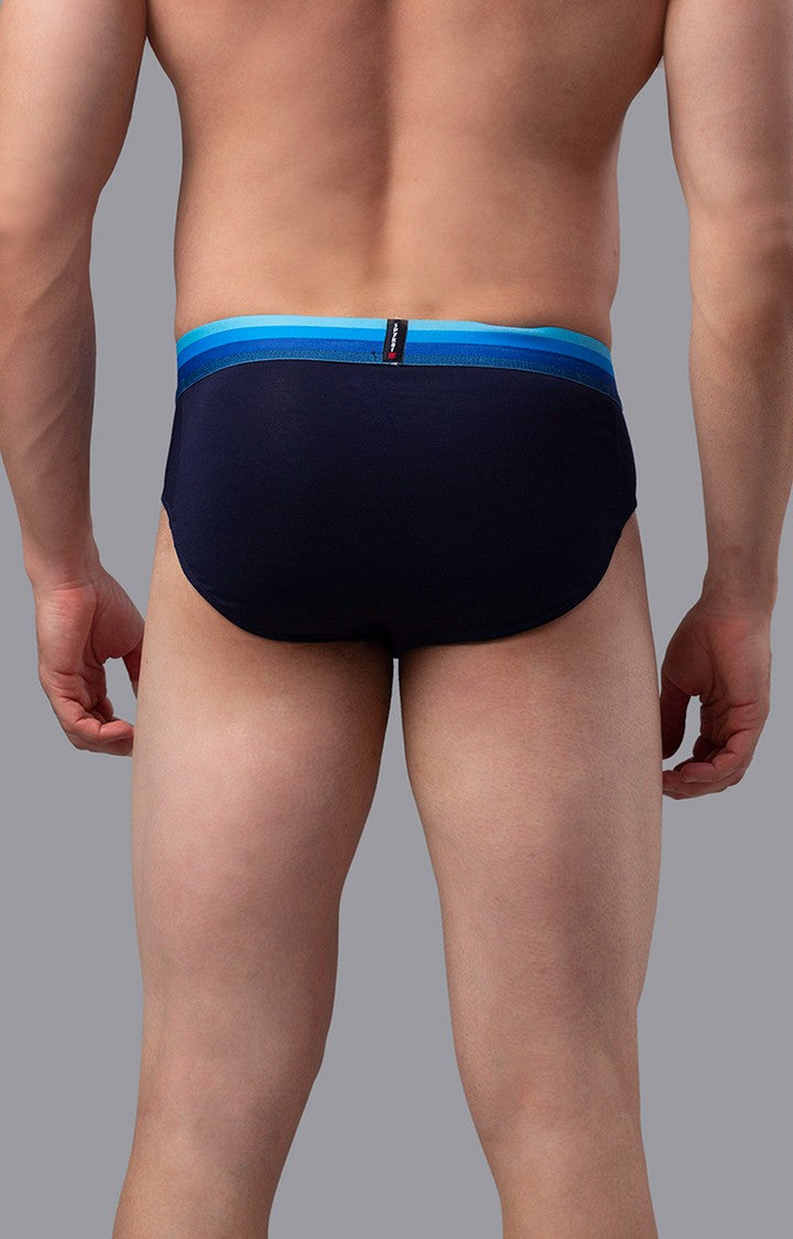 Men Premium Cotton Blend Navy-Blue Brief - (Pack of 2)- UnderJeans by Spykar