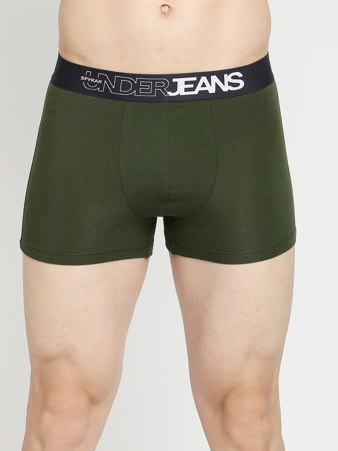 Men Premium Dark Grey & Olive Cotton Blend Trunk - Pack Of 2- UnderJeans by Spykar